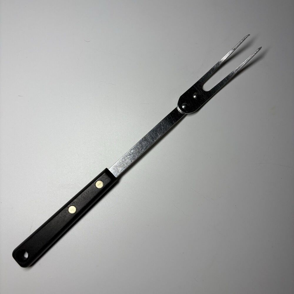 Vintage EKCO MEAT SERVING FORK Black Utensil 12" Serving Kitchen Tool